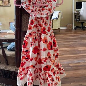Floral Red and White Kids Dress